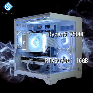 �X���[�����{ AMD Ryzen5 7500F �^ RTX5070ti 16GB �K���X2�ʃR���p�N�g �Q�[�~���OPC Windows11 Home SSD�E������ �I���� �z���C�g ��
