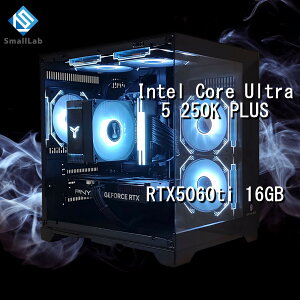�X���[�����{ Intel Core Ultra 5 250K PLUS �^ RTX5060ti 16GB �K���X2�ʃR���p�N�g �Q�[�~���OPC Windows 11 SSD�E������ �I���� �u���b�N ��