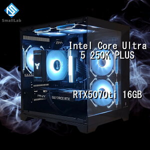 �X���[�����{ Intel Core Ultra 5 250K PLUS �^ RTX5070ti 16GB �K���X2�ʃR���p�N�g �Q�[�~���OPC Windows 11 SSD�E������ �I���� �u���b�N ��