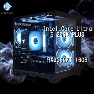 �X���[�����{ Intel Core Ultra 5 250K PLUS �^ RX9060XT 16GB �K���X2�ʃR���p�N�g �Q�[�~���OPC Windows11 Home SSD�E������ �I���� �u���b�N ��