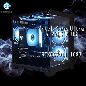 �X���[�����{ Intel Core Ultra 7 270K PLUS �^ RTX5070ti 16GB �K���X2�ʃR���p�N�g �Q�[�~���OPC Windows11 Home SSD�E������ �I���� �u���b�N ��