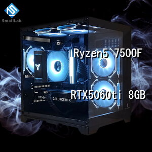 �X���[�����{ AMD Ryzen5 7500F �^ RTX5060ti 8GB �K���X2�ʃR���p�N�g �Q�[�~���OPC Windows 11 SSD�E������ �I���� �u���b�N ��