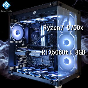 �X���[�����{ AMD Ryzen7 5700x �^ RTX5060ti 8GB �K���X2��ATX �Q�[�~���OPC Windows 11 SSD�E������ �I���� �ȈՐ��� 360mm �u���b�N ��