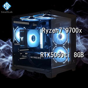 �X���[�����{ AMD Ryzen7 9700x �^ RTX5060ti 8GB �K���X2�ʃR���p�N�g �Q�[�~���OPC Windows 11 SSD�E������ �I���� �u���b�N ��