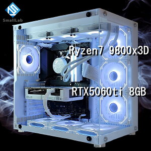 �X���[�����{ AMD Ryzen7 9800x3D �^ RTX5060ti 8GB �K���X2��ATX �Q�[�~���OPC Windows 11 SSD�E������ �I���� �ȈՐ��� 360mm �z���C�g ��