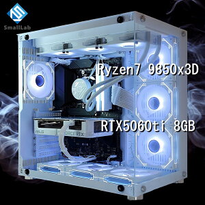 �X���[�����{ AMD Ryzen7 9850x3D �^ RTX5060ti 8GB �K���X2��ATX �Q�[�~���OPC Windows 11 SSD�E������ �I���� �ȈՐ��� 360mm �z���C�g ��