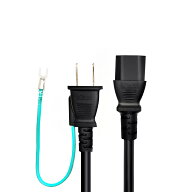 【スモールラボ】AC電源ケーブル 1.5m 3ピンソケット(メス)⇔2ピンプラグ(オス) PSE認証・アース線付き …