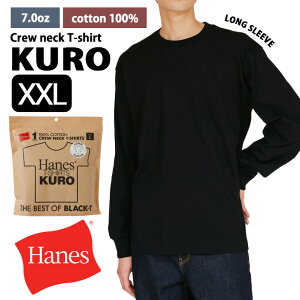 �_�{���X��EVENT�^ �������� Hanes �w�C���Y KURO �����O�X���[�u �N���[�l�b�N T�V���c �傫���T�C�Y HM4-D202-XXL �g�b�v�X �����Y ���f�B�[�X ���� �J�b�g�\�[ �� ���� ��T ��100�� �u�����h ���n ��