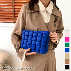 ＼本日店内EVENT／ 送料無料 もこもこ キルティング シンプル マルチポーチ 選べる8カラー レディース 軽量 ポーチ 小物入れ コスメポーチ メイクポーチ 化粧品 コスメ パフ 可愛い おしゃれ トラベルポーチ 旅行 トラベル 雑貨 メール便