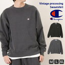 ＼本日店内EVENT／ 送料無料 Champion チャンピオン ヴィンテージ加工 クルーネックスウェットシャツ C3-B008 メンズ レディース スウェット トップス 長袖 トレーナー ブランド おしゃれ 古着風 カジュアル ユニセックス