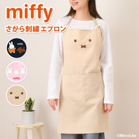 ＼本日店内EVENT／ 送料無料 ミッフィー★フロントポケット付きさがら刺繍エプロン レディース おしゃれ 保育士 首かけ 首掛け ショート丈 短い キャラクター miffy スナッフィー キッチン 台所 キャラクターエプロン 大人 婦人 メール便