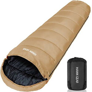 [HAWK GEAR(ホークギア)] 寝袋 シュラフ マミー型 キャンプ アウトドア -15度耐寒 簡易防水 オールシーズン (コヨーテ)