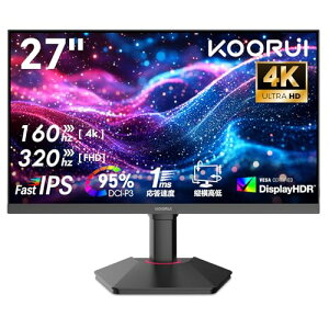 KOORUI �Q�[�~���O���j�^�[ 27�C���` 4K���j�^�[ (4K@160Hz/FHD@320Hz) �f�B�X�v���CIPS�p�l�� �c����]��������