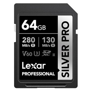 Lexar Professional SDXC 64GB SILVER PRO UHS-II V60 �ő�ǎ�280MB/s �ő发��130MB