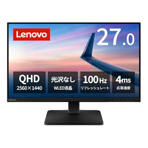 Lenovo ���j�^�[ L27qe 27�C���`/QHD/IPS�p�l��/100Hz/HDMI2.1x1 DP1.2x1/VESA Media Sy