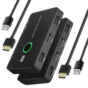 �y2025�V�o��zKVM�X�C�b�` AFFLIC HDMI KVM�ؑ֊� 2����1�o�� 4K@60Hz �Ή� �p�\�R�� 2 �䃂�j�^�[ 1 ��p