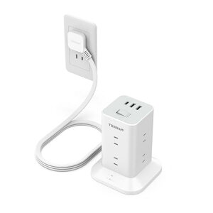 �d���^�b�v �^���[�^ ���^�v���O �����R�[�h 2m 8��AC �R���Z���g 1��USB-C�|�[�g�y��2��USB-A�|�[�g TESSAN �e�[�u���^