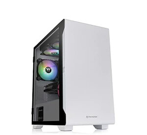 Thermaltake S100 TG Snow Edition �����K���X �~�j�^���[PC�P�[�X �z���C�g �X�C���O�h�A�p�l���̗p CA-1Q