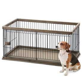 アイリスオーヤマ 犬 サークル ウッディサークル ロータイプ ブラウン 中型犬用 幅120×奥行66.5×高さ55.5cm PWSR-1260L