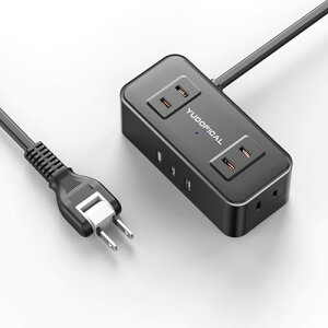 YUDOFICAL �d���^�b�v �����R�[�h 2m �R���Z���g usb�t�� �^�R���z�� AC��4�� USB-A�|�[�g*2 �{ TypeC�|�[�g����