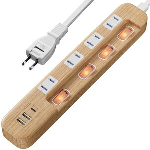 SAYBOUR �d���^�b�v �����R�[�h USB�t�� Type-C 1�|�[�g USB-A 2�|�[�g �R���Z���g ������ 4�� �X�C�b�` �[�d��