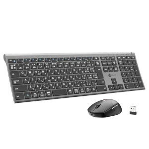 iClever �L�[�{�[�h �}�E�X�Z�b�g ���C�����X Bluetooth��2.4G JIS���{��z�� �t���T�C�Y �e���L�[�t�� �}�E�X4�i���߉�