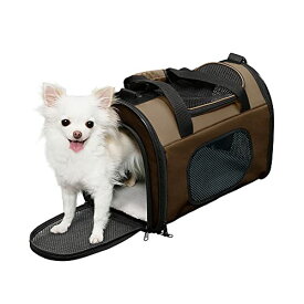 アイリスオーヤマ 犬 猫 キャリー 折りたたみ 収納付 シートベルト固定可 ブラウン 超小型犬・猫 Sサイズ