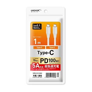 HIDISC USB �P�[�u�� Type-C to C 1m ���}�� PD100W �z���C�g HD-TCC100WH