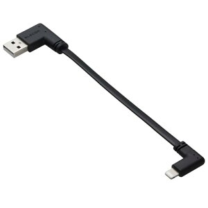 �G���R�� ���C�g�j���O �P�[�u�� L�� USB-A to Lightning 0.1m �t���b�g 12W [�[�d��p] MFi�F�� �u���b�N M