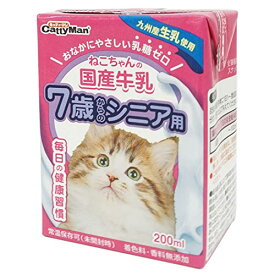 キャティーマン (CattyMan) ねこちゃんの国産牛乳 7歳からのシニア用 200ml×24個(ケース販売)