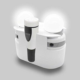 山善(YAMAZEN) 防災灯 (懐中電灯 + ランタン2コ) 【防災士監修】 固定土台 着脱可能 フックハンドル付き 予備電池収納スペース 防
