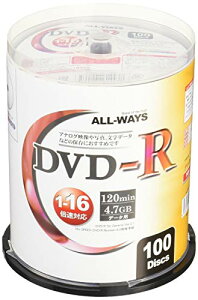 ALL-WAYS DVD-R 4.7GB 1-16�{���Ή� 100�� �f�[�^�E�A�i���O�f���̃p�\�R���ł̋L�^�p�E�X�s���h���P�[�X����E�C���N�W�F