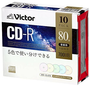�r�N�^�[(Victor) ���y�p CD-R AR80FPX10J1 (�J���[MIX/80��/10��)