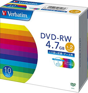 Verbatim �o�[�x�C�^�� �f�[�^�p DVD-RW ����Ԃ��L�^ 4.7GB 10�� �z���C�g�v�����^�u�� 1-2�{�� DHW47NP10V