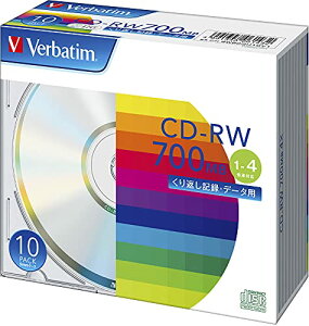 Verbatim �o�[�x�C�^�� ����Ԃ��L�^�p CD-RW 700MB 10�� �V���o�[�f�B�X�N 1-4�{�� SW80QU10V1