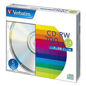 Verbatim �o�[�x�C�^�� ����Ԃ��L�^�p CD-RW 700MB 5�� �V���o�[�f�B�X�N 1-4�{�� SW80QU5V1