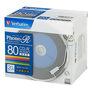 Verbatim �o�[�x�C�^�� ���y�p 80�� 20�� ���R�[�h��5�F�J���[���[�x�� Phono-R 1-24�{�� CD-R MUR80PHS2