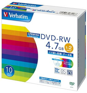 Verbatim �o�[�x�C�^�� ����Ԃ��L�^�p DVD-RW CPRM 4.7GB 10�� �z���C�g�v�����^�u�� �Ж�1�w 1-2�{�� DHR4