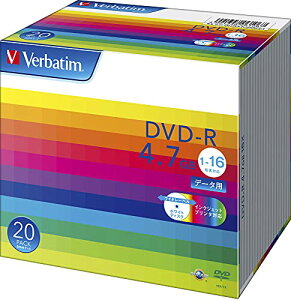 Verbatim �o�[�x�C�^�� 1��L�^�p DVD-R 4.7GB 20�� �z���C�g�v�����^�u�� 1-16�{�� �Ж�1�w DHR47JP20V1