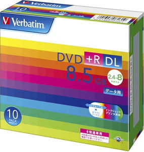 Verbatim �o�[�x�C�^�� 1��L�^�p DVD+R DL 8.5GB 10�� �z���C�g�v�����^�u�� �Ж�2�w 2.4-8�{�� DTR85HP