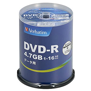 Verbatim �o�[�x�C�^�� 1��L�^�p DVD-R 4.7GB 100�� �z���C�g�v�����^�u�� 1-16�{�� �Ж�1�w DHR47JP100