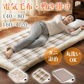 ＼期間限定★全店商品200円OFF／【温度調節＆タイマー】 電気毛布 洗える 電気毛布 掛け敷き 毛布 敷き 電気毛布 掛け 電気ブランケット 毛布 ブランケット 頭寒足熱 タイマー付き 5段階温度調節 ダニ退治 丸洗い 省エネ 電気ひざ掛け 膝掛け チェック柄 140×80cm