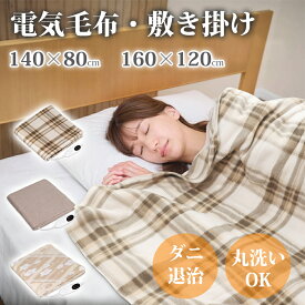＼マラソン限定★最大10%OFF／【温度調節＆タイマー】 電気毛布 洗える 電気毛布 掛け敷き 毛布 敷き 電気毛布 掛け 電気ブランケット 毛布 ブランケット 頭寒足熱 タイマー付き 5段階温度調節 ダニ退治 丸洗い 省エネ 電気ひざ掛け 膝掛け チェック柄 140×80cm