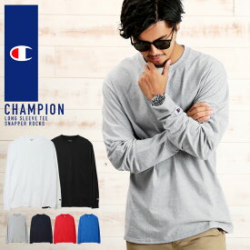 チャンピオン ロンt メンズ 長袖 ブランド◆Champion クルーネックコットンロングスリーブTシャツ◆長袖Tシャツ ロンティー ゆったり 白 白Tシャツ 黒 ホワイト ブラック コットン 綿100 刺繍 ワンポイント 丸首 Uネック 秋 春服 服 かっこいい 大きいサイズ おしゃれ