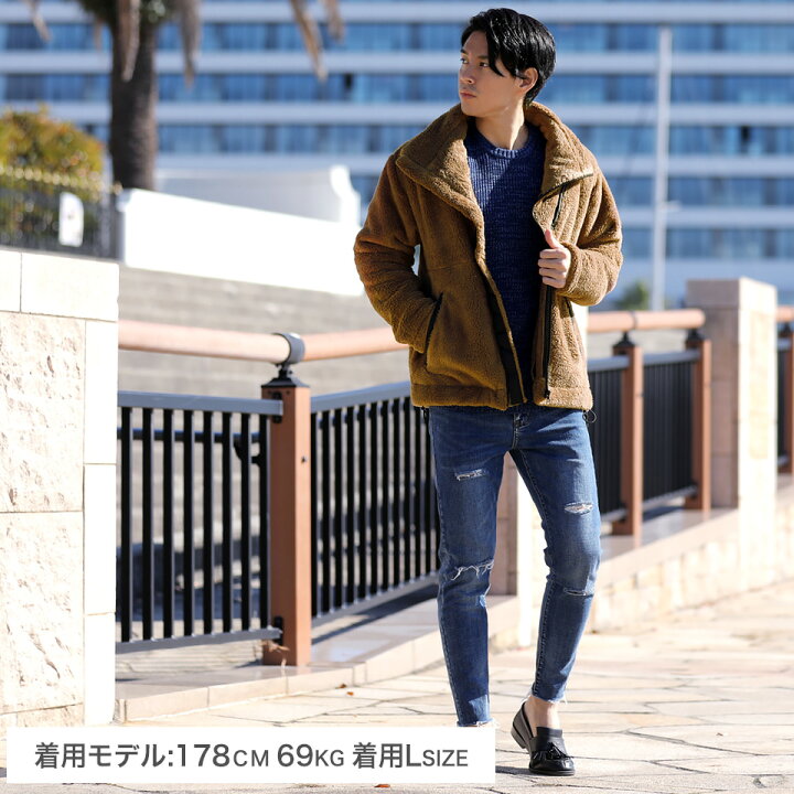 楽天市場 ボア ブルゾン メンズ ジャケット ボリュームネックボアジャケット もこもこ フリース おしゃれ 無地 メンズファッション 服 秋服 冬服 秋 冬 暖かい あったか 防寒 アウトドア Snapper Rocks スナッパーロックス