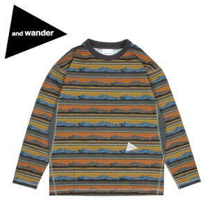 and wander �A���h�����_�[ printed UV shield base long sleeve T �v�����gUV�V�[���h�x�[�X�����O�X���[�u�e�B�[ 574-1153072 �y ���� �g�b�v�X T�V���c �z