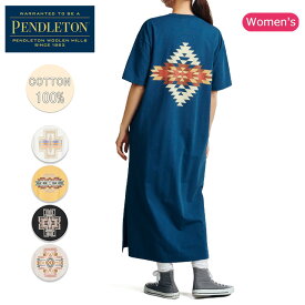 PENDLETON ペンドルトン Back Print S/S Dress バックプリントショートスリーブドレス 4275-6104 【 Tシャツ 半袖 ワンピース レディース スリット 綿100％ コットン 】【メール便・代引不可】