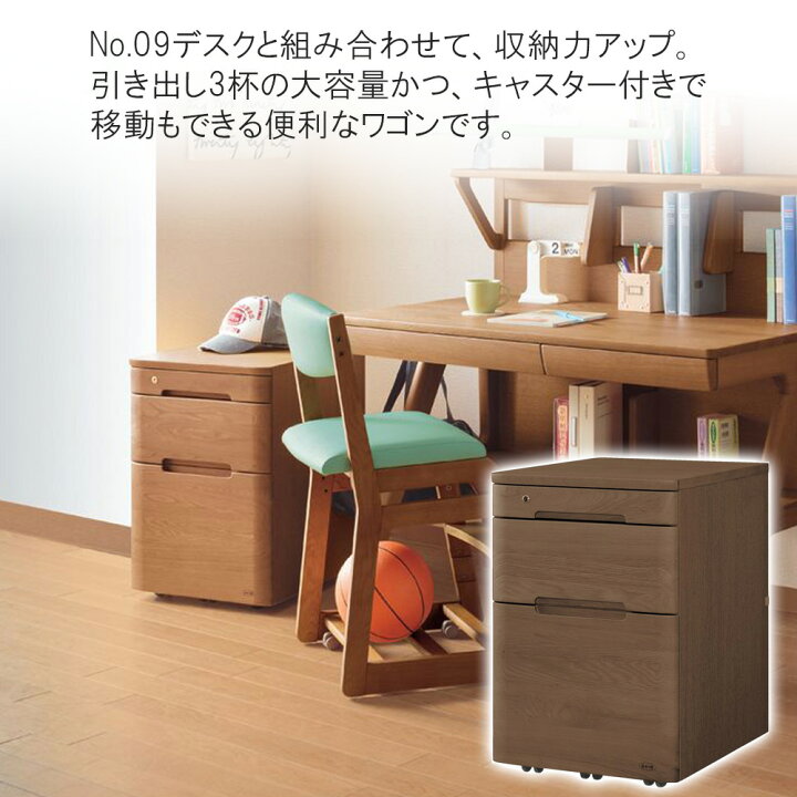 楽天市場 浜本工芸 ワゴン No 09移動袖a 引き出し3杯 スライドレール キャスター 子供部屋 ナラ材 楢材 木製 組み合わせ 浜本ワゴン 学習机 学習デスク 収納 Uv塗装 オーク色 ナチュラル 日本製 国産家具 5年保証 完成品 ｓｎｄインテリア