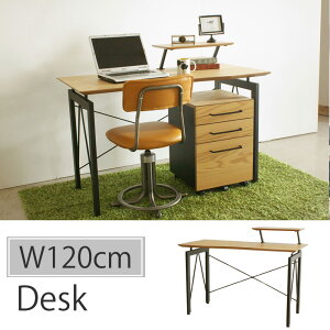【マラソン期間中 最大P5倍】デスク ワークデスク 机 PCデスク おしゃれ オクタ OCTA 後続品 ハウタ 120デスク 幅 120cm オーク アイアン シンプル ナチュラル 棚付き スチール脚 木製 北欧 東馬