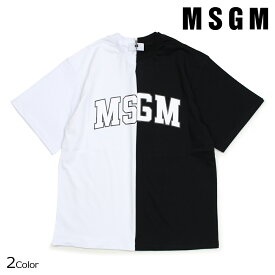 MSGM エムエスジーエム Tシャツ レディース 半袖 COLLEGE LOGO T-SHIRTS ブラック ホワイト 2541MDM162 184798